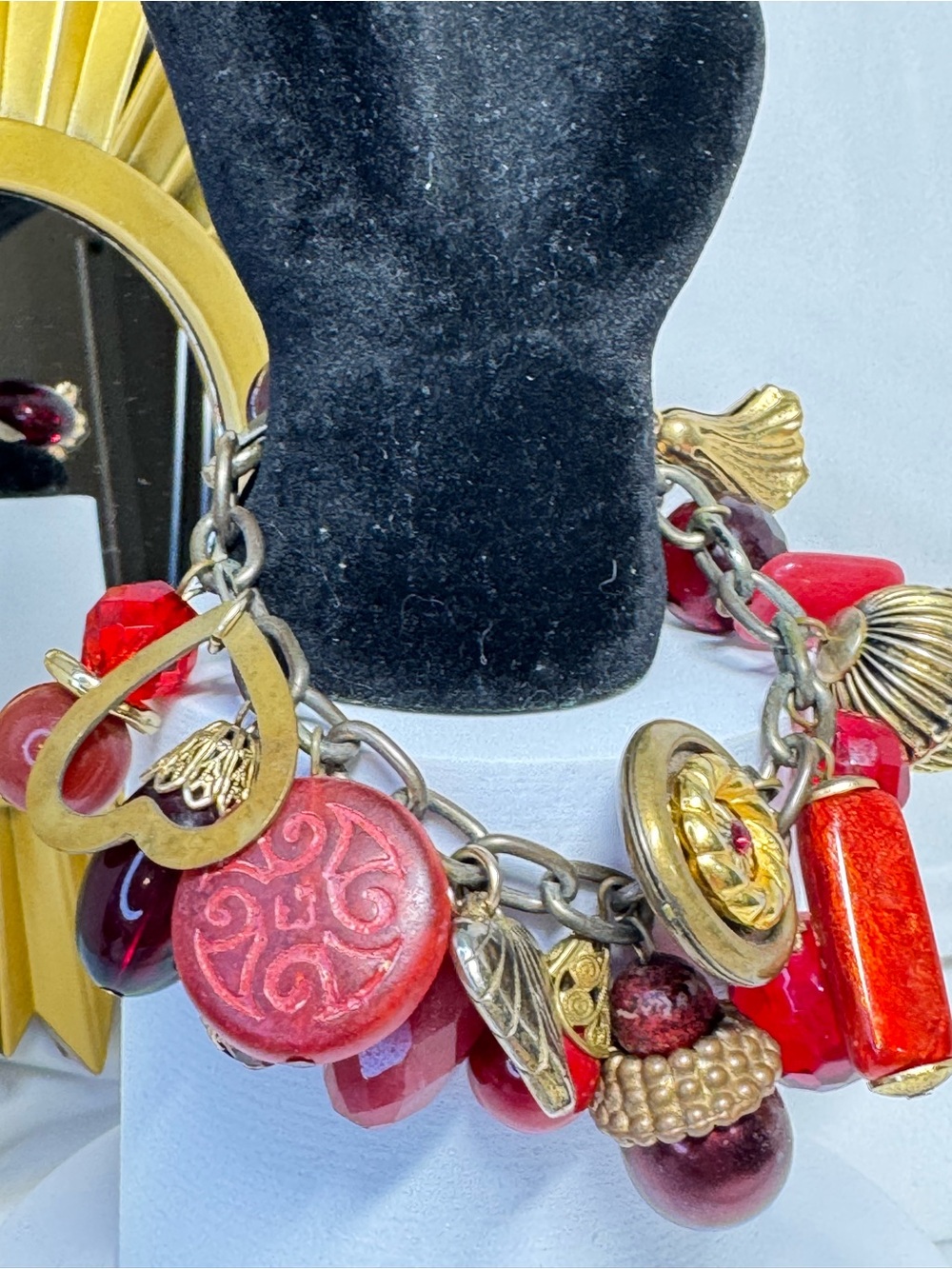 Vintage Red Statement Charm Bracelet